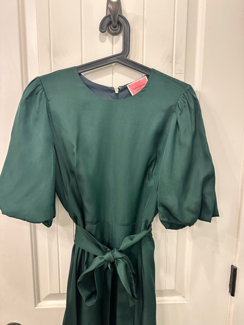 Kate Spade Matinee Silk Blend Dress 2 Emerald Green Midi Elegant Romantic Chic - Picture 4 of 8